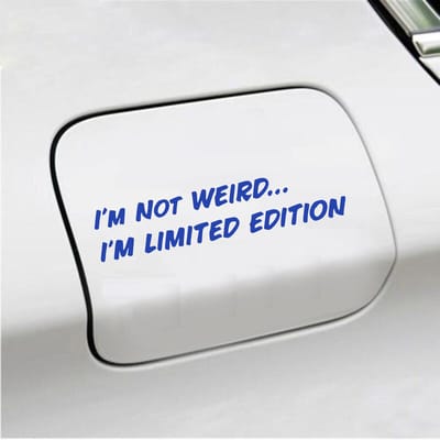 Bumpersticker - Im Not Weird - 4 X 20 - Blauw