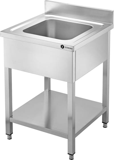 ZORRO Spoeltafel ZST 60/60 RVS Spoelunit met 1 Spoelbak 60x60x85 cm Compact en Hygiënisch Horeca
