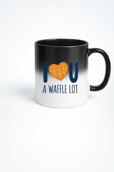 Black Magic Mok 'I  U A WAFFLE LOT' met Wafelhart - Warmtegevoelig Cadeau