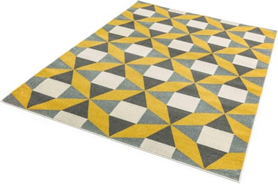 Easy Living - colt-fan-mustard Vloerkleed - 200x290  - Rechthoek - Laagpolig Tapijt - Modern - Geel, Grijs