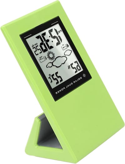 Zonneklok Weerstation - Temperatuur Vochtigheid - Omgeving Monitoren - Automatische Sensor - 10x10 cm - Groen