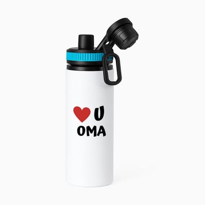 Hacebo® - love u oma waterfles met draaidop blauw - Oma - de liefste oma - verjaardag - cadeautje voor oma - oma artikelen - kado - geschenk - water fles - 850ML