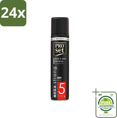 Proset - Haarspray - Mega Strong - 48 uur Werking - 300 ml - Voordeelverpakking - 24 stuks - Haarspray - 48 uur hold