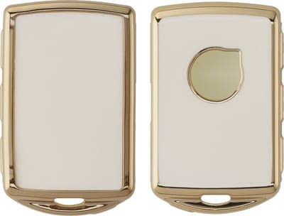 kwmobile autosleutel hoesje geschikt voor Volvo 4-knops autosleutel Keyless Go hoes - TPU autosleutel behuizing - Beschermende auto sleutel case - Sleuteletui in wit / goud