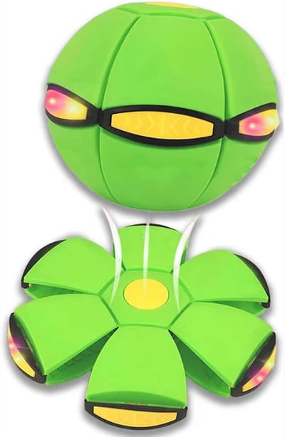 Ynkkvre - Frisbee Bal - Hondenspeelgoed - Huisdierspeelgoed - 2-in-1 Transformator Bal (Bal  Frisbee) - Lichtgevende LED Bal met 6 Kleuren - Zacht en Veilig TPE - Interactief HondenSpeelgoed voor Binnen en Buiten - Groente