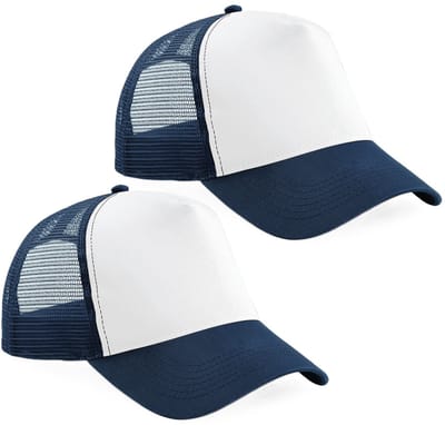 Truckers baseballcap - 2x - navy/wit - volwassenen - voordelige petjes/caps - verstelbaar