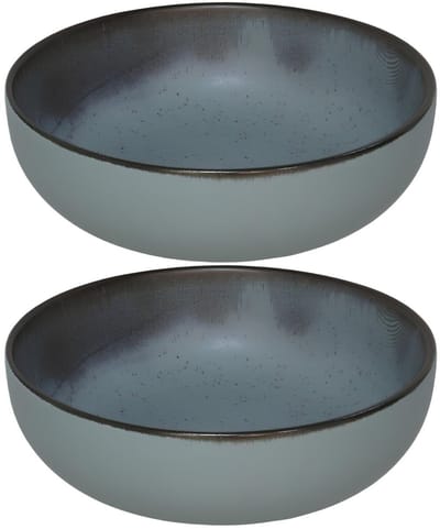 Gerimport snackschaaltje - 2x - D16 x H6 cm - blauw - keramiek - kommetje/schaaltje