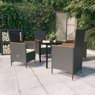 vidaXL - 5-delige - Tuinset - met - kussens - zwart