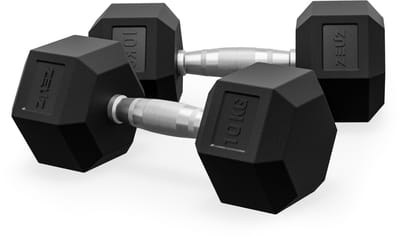 ZEUZ Hexa Dumbbells Set 2 x 10 KG – Dumbell - Hexagon Gewichten Dumbbellset – CrossFit, Fitness & Krachttraining Dumbellset