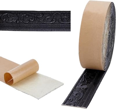 10 m Zelfklevende Foam Rand, 8 cm Breed, Decoratieve Behangrand voor Thuis en Hotel, DIY Wanddecoratie, Zwart, Muurafwerking, Interieurstyling