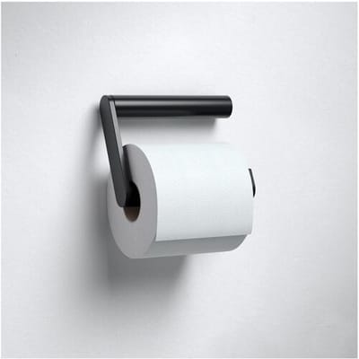 KEUCO Toiletpapierhouder van metaal, zwart mat gepoedercoat, open vorm, toiletrolhouder voor badkamer en gastentoilet, Plan Black Selection