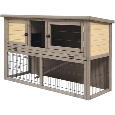 duvoplus Woodland konijnenhok Bel-Étage Country FSC 136.5x50x85cm grijs/beige