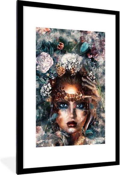 Fotolijst incl. Poster - Abstract - Rook - Vrouw - 80x120 cm - Posterlijst