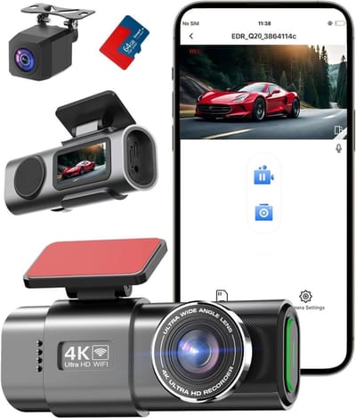 Aura® Dashcam voor Auto Voor en Achter - Dashcam - Zwart - 3cm x 6cm x 3cm