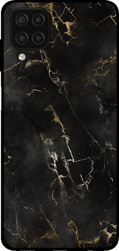 Smartphonica Telefoonhoesje voor Samsung Galaxy A12 met marmer opdruk - TPU backcover case marble design - Zwart geschikt voor Samsung Galaxy A12