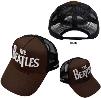 The Beatles - Drop T Logo & Apple Trucker pet - Bruin/Zwart
