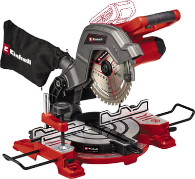 Einhell Accu Afkort-/Verstekzaag TE-MS 18/8 Li Solo - Power X-Change - 18 V/Li-ion - Ø216 mm - Incl. 40 tands zaagblad - Excl. accu en lader