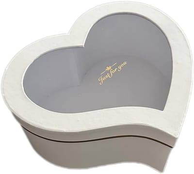 Luxe Hartvormige Doos met Transparant Deksel - S: 24.5x21x10cm - Wit - Cadeaudoos - Geschenkdoos