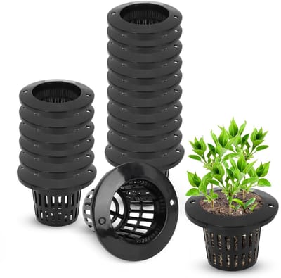 50 stuks netpotten voor hydrocultuur, kleine hydrocultuurbekers Tuin met gleuven gaasnetbekers, 1,1 x 1,5 inch(Zwart)