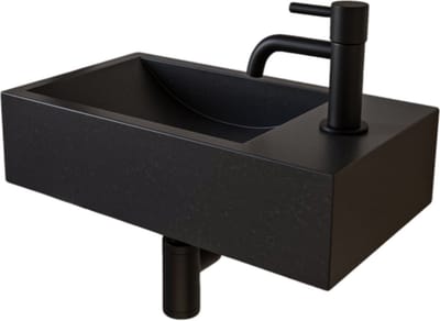AquaVik Fonteinset Skär Natuursteen Kraan Rechts Mat Zwart Kraan 40x23x10,5cm
