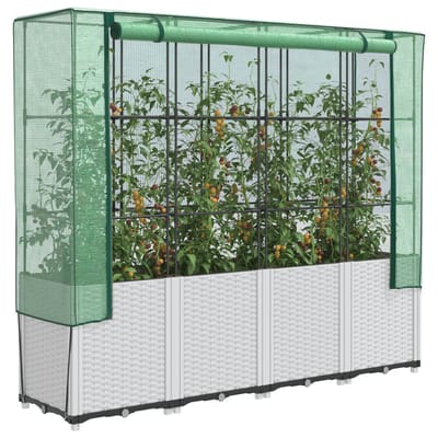 vidaXL - Plantenbak - verhoogd - met - kashoes - 160x40x153 - cm - rattanlook
