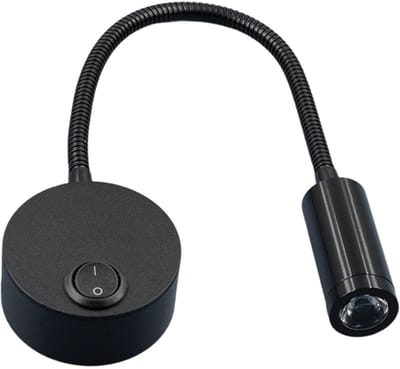 longziming -Zwarte Leeslamp, Flexibele Zwaan-hals LED Wandlamp met Schakelaar voor Slaapkamer