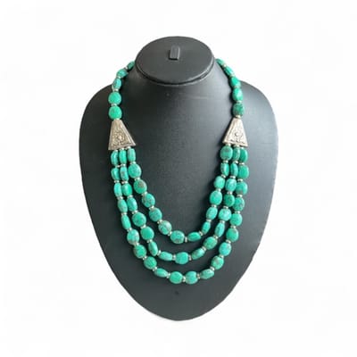 N3 Collecties Drie laagse kralen ketting met turquoise kralen voor Dames