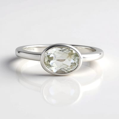 Cavill - Zilveren ring - 925 Sterling Zilver - 1,125 ct Witte Topaas Ovaal - Minimalistische Bezel Zetting - Elegante Damesring