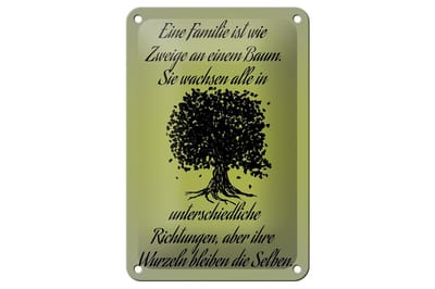 Blechschild Spruch 12x18cm Familie ist wie Zweige an Baum