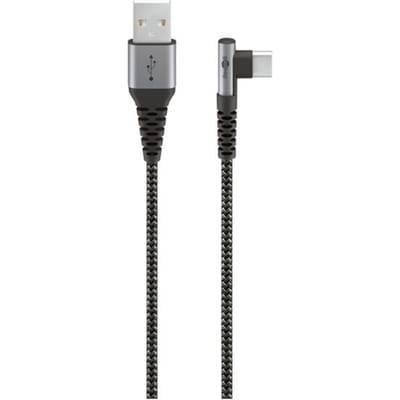 Goobay USB-C haaks (links/rechts) naar USB-A kabel - USB2.0 - tot 3A / nylon - 0,50 meter