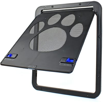 Porte moustiquaire pour animaux de compagnie, porte pour chat, coulissante, avec rabat magnétique, verrouillage automatique pour petits noir