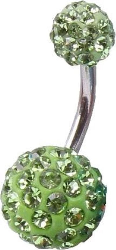 Fako Bijoux® - Navelpiercing - Disco Dots Duo - Groen