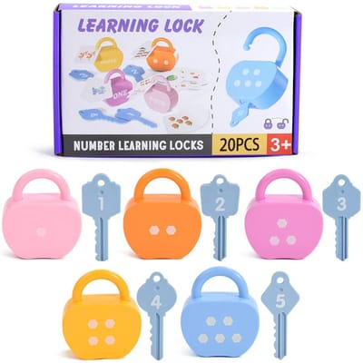 20 Stuks Kinderen Alfabet Slot Sleutel Speelgoed Set Auto Slotten Montessori Educatief Getal Matchen Thuisles Wiskunde Speelgoed Baby Woord Herkenning