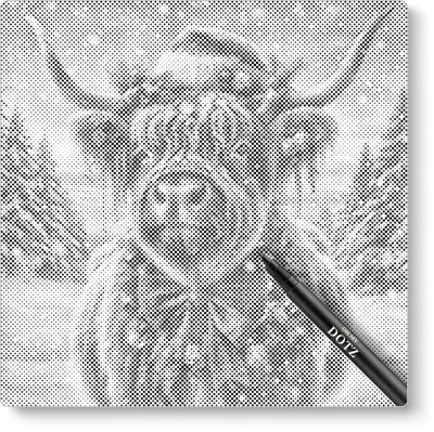 Schotse Hooglander Kerst | Dot painting | 40x40cm | Dot painting | Oh My Dotz | Dots stippen | Diamond painting & Schilderen op nummer alternatief | Happy hobby