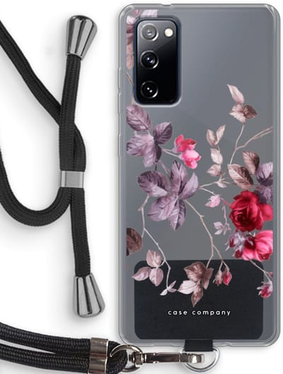 Case Company® - Hoesje met koord geschikt voor Samsung Galaxy S20 FE / S20 FE 5G hoesje met Koord - Mooie bloemen - Telefoonhoesje met Zwart Koord - Bescherming aan alle Kanten en Over de Schermrand