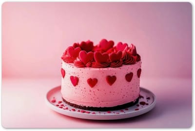 Placemats 45x30 cm - Placemat kunststof - 1 stuk - Taart - Hart - Roze - Borden onderleggers - Decoratie voor op tafel - Keuken tafeldecoratie accessoires - Vinyl onderlegger - Tafelversiering