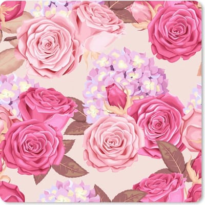 Muismat 20x20 cm - Mousepad Bloemen - Rozen - Roze - Muismatten