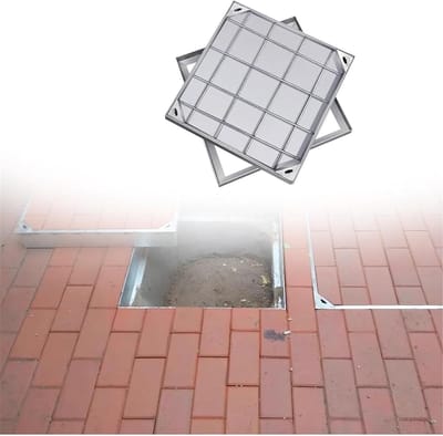 Afvoerhoes RVS - Afvoerputdeksel Inspectiedeksel - Buitenruimte Afdekken - Onzichtbaar Tegelontwerp - 8 cm - Zilver