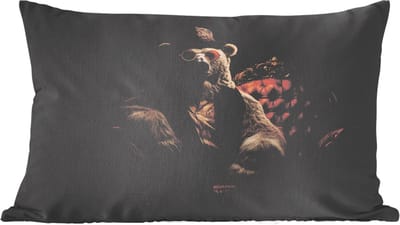 Sierkussens - Kussentjes Woonkamer - 60x40 cm - Ijsbeer - Hoed - Bril - Stoel