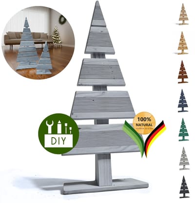be4nature Kerstboom Hout Hoogte 60 cm Voetbreedte 27 cm Alternatief Kerstboom Decoratie Houten Kerstbomen Kleine DIY Houten Kerstboom Kerstmis Boom Silver