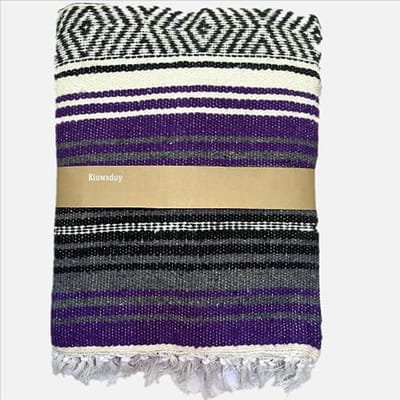 Handgemaakt Mexicaanse deken voor sofa of meditatie - Boho stijl, perfect voor outdoor, camping en festivals - Paars