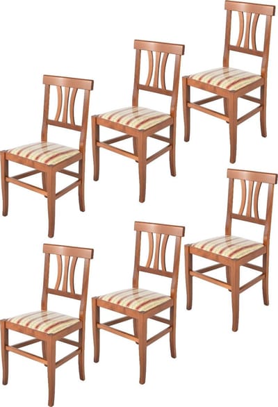 Tommychairs Artemisia - Eetkamerstoelen - Set van 6 - Licht Walnoot - Stof & Hout