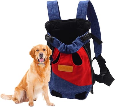 Huisdier Rugzak - Draagtas Hond - Buiten Avontuur - Ademend Mesh - XXL 13-16kg - Blauw Rood