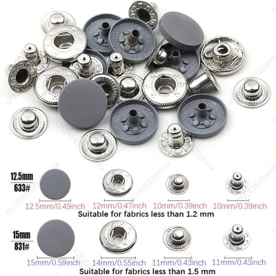 12.5/15Mm Metalen Knopen Lederen Drukknoop Ronde Zware Naaiaccessoires Kleurknop Voor Kleding Jassen Tassen Leerbewerking 15mm-20S donkergrijze kleur