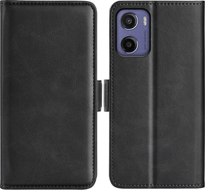 MobyDefend Hoesje - Geschikt voor Motorola Moto E15 / G05 - Luxe Wallet Book Case (Sluiting Zijkant) - Zwart