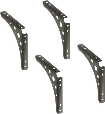 x siwitec Delta Line console 200 x 200 mm in mat staal, plankdrager met een draagvermogen van 95 kg, plankdrager