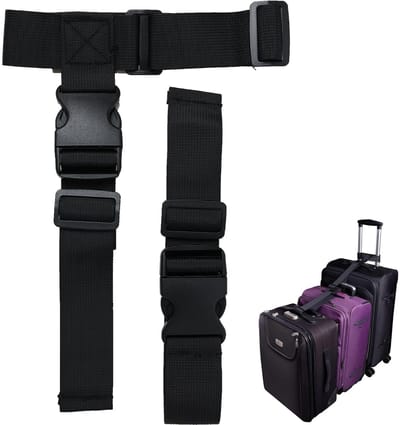 Voeg een tas toe Bagageriemset, Heavy Duty verstelbare koffer verbindingsriemen, reisbevestigingsaccessoires voor het bevestigen van extra tassen - zwart (inclusief T-type en standaardmodellen)