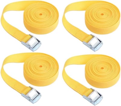 Spanbanden Set - Verstelbare Riemen - Vracht Zekeren - Zinklegering Gesp - 4 Stuks 2m - Geel