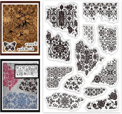- Transparante Rubber Stempels Set voor Scrapbooking en Kaarten Maken - Vintage Design - 12 Stuks Clear Siliconen - Retro Achtergrond Patroon - Geschikt voor Dagboek en Fotoalbum - Multifunctioneel Gebruik