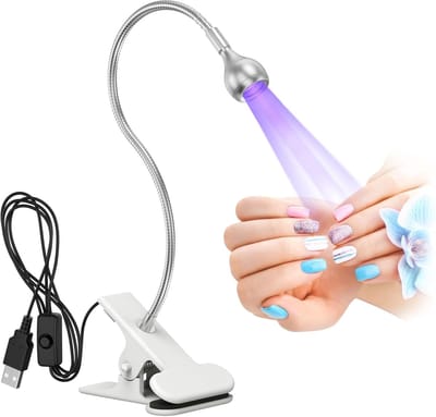 SnelShoppen - UV Glue Curing Lamp - AISEELY Nail Dryer LED Lamp - 3W USB UV Lamp met Clip en Schakelaar - Energiezuinig Aluminium - Perfect voor Nagel